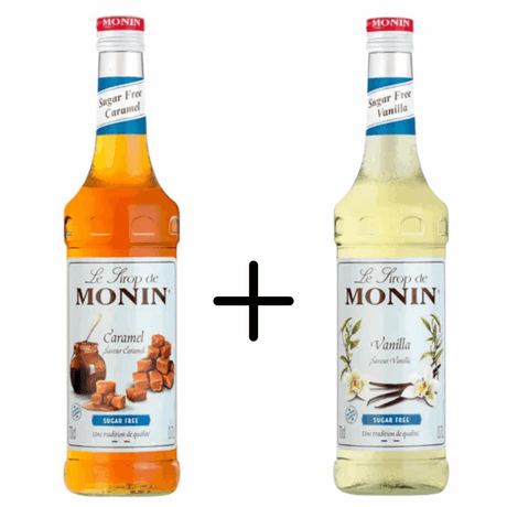 Sirop Monin caramel sans sucre + vanille sans sucre
