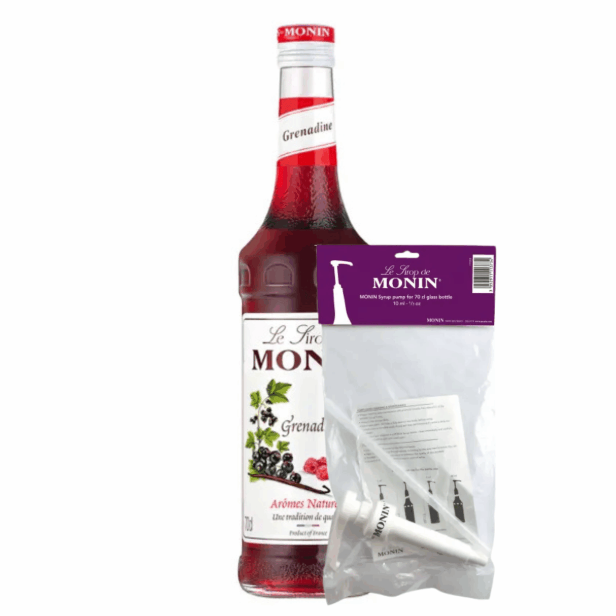 Sirop de grenadine Monin (70 cl) + pompe à sirop (10ml)