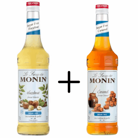 Sirop Monin noisette sans sucre + caramel sans sucre