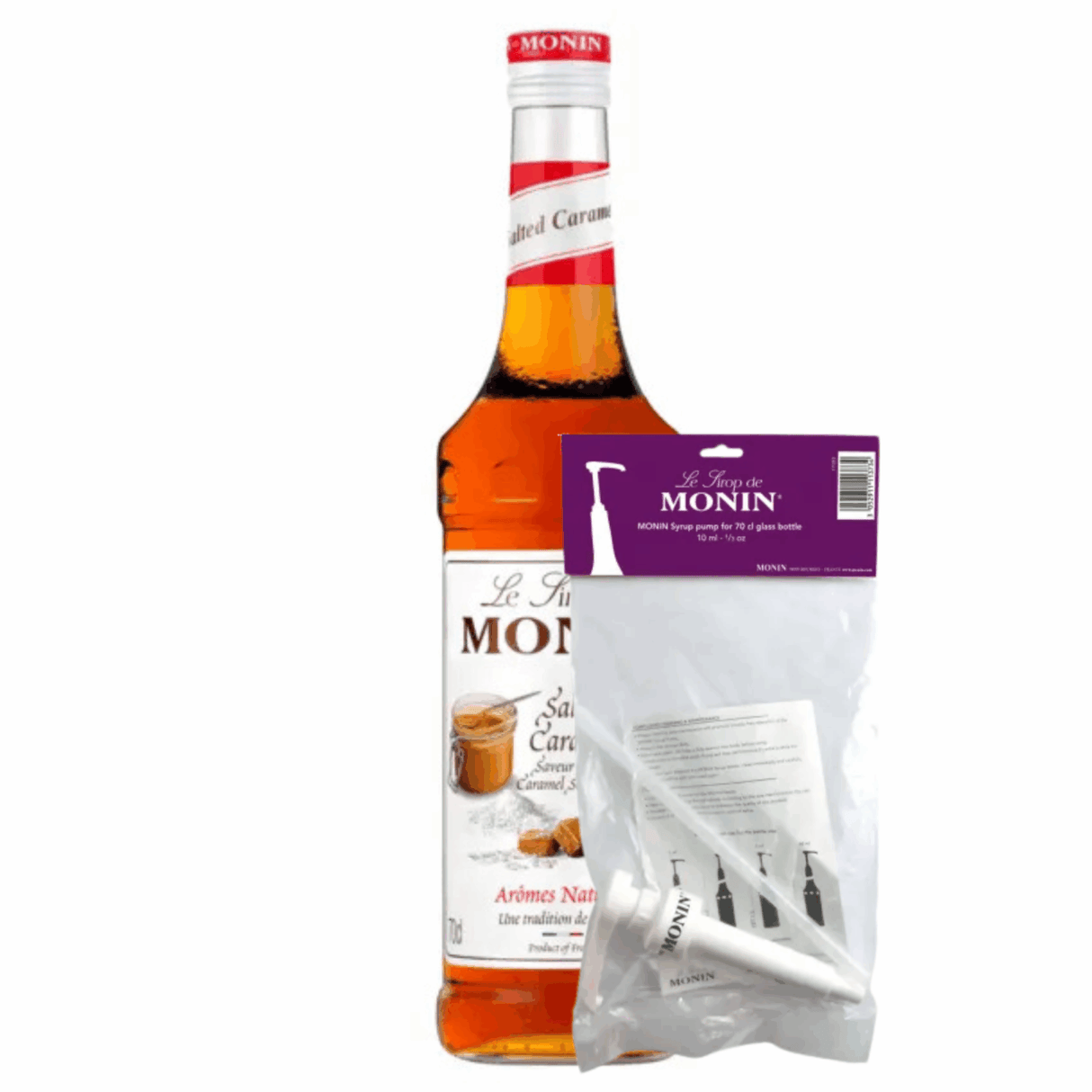 Sirop Monin caramel salé (70 cl) + pompe à sirop (10ml)
