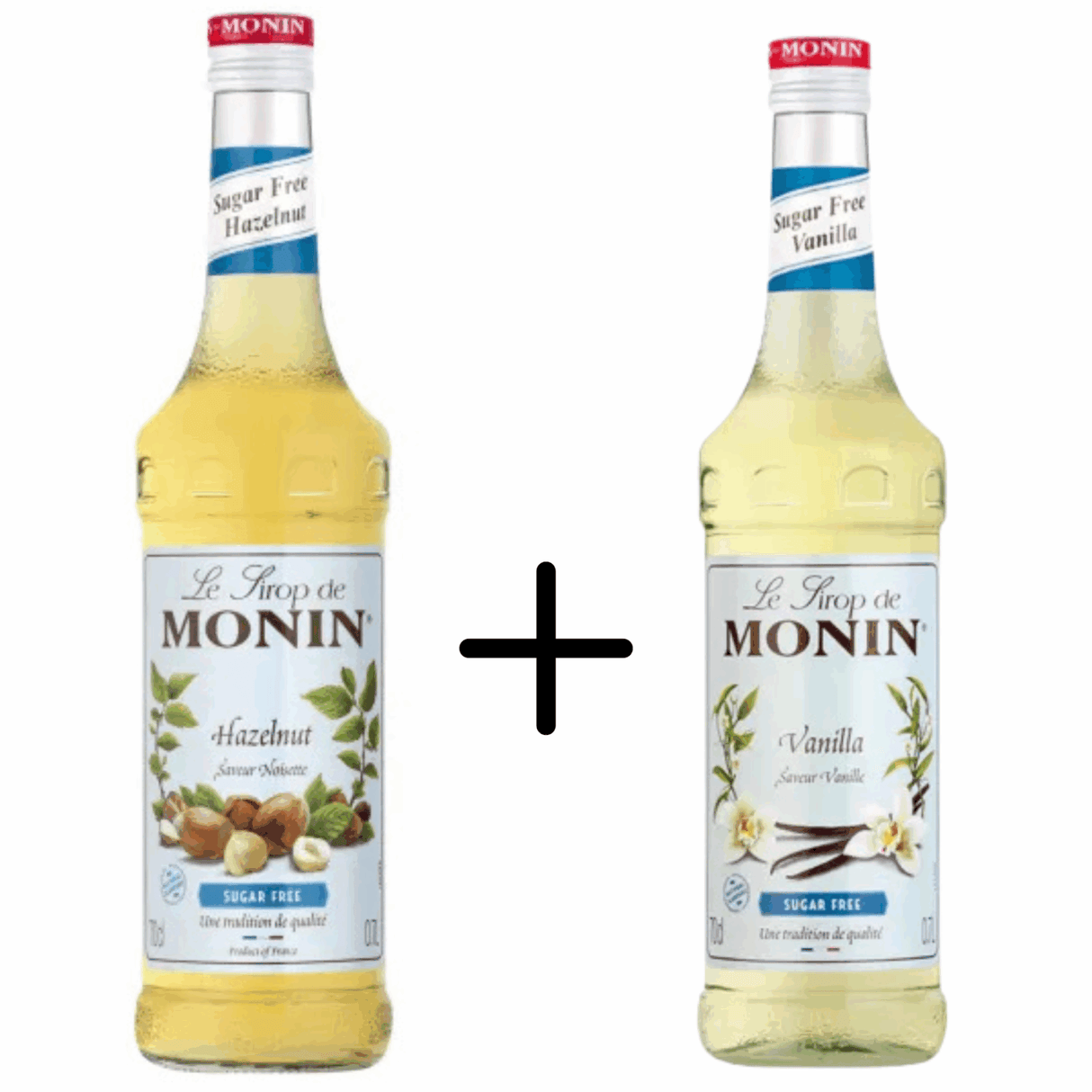 Sirop Monin vanille sans sucre + noisette sans sucre