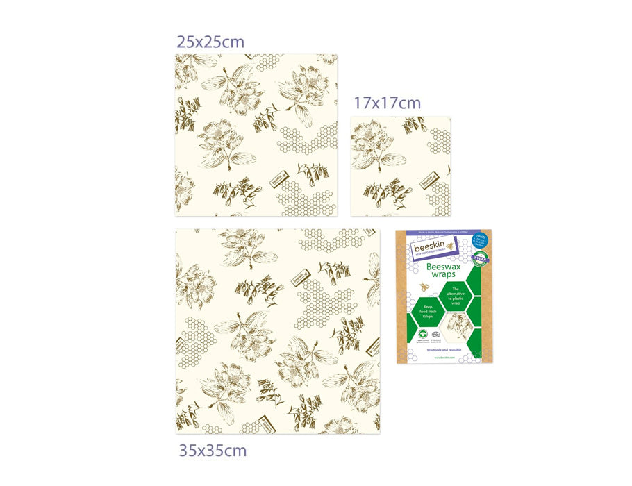 Ensemble de tissus en cire d'abeille Beeskin - petit, moyen et grand - imprimé floral