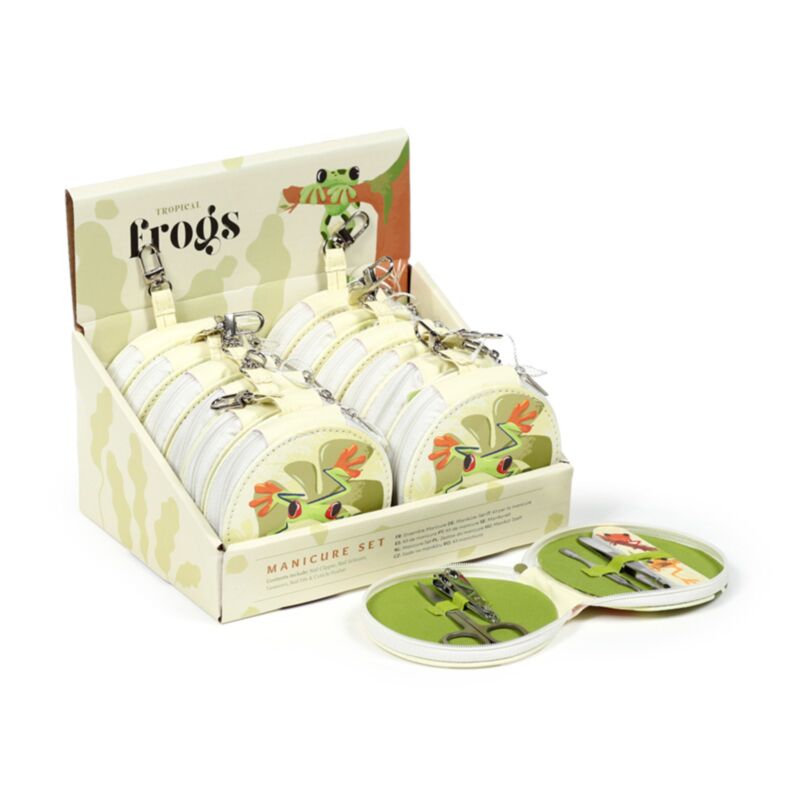 Ensemble de manucure 5 pièces grenouilles tropicales avec fermeture éclair