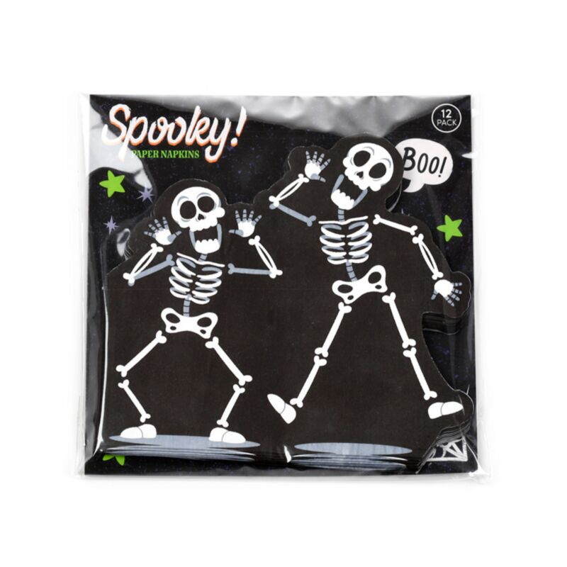 Pack squelette d'Halloween de 12 serviettes de fête en papier 3 épaisseurs