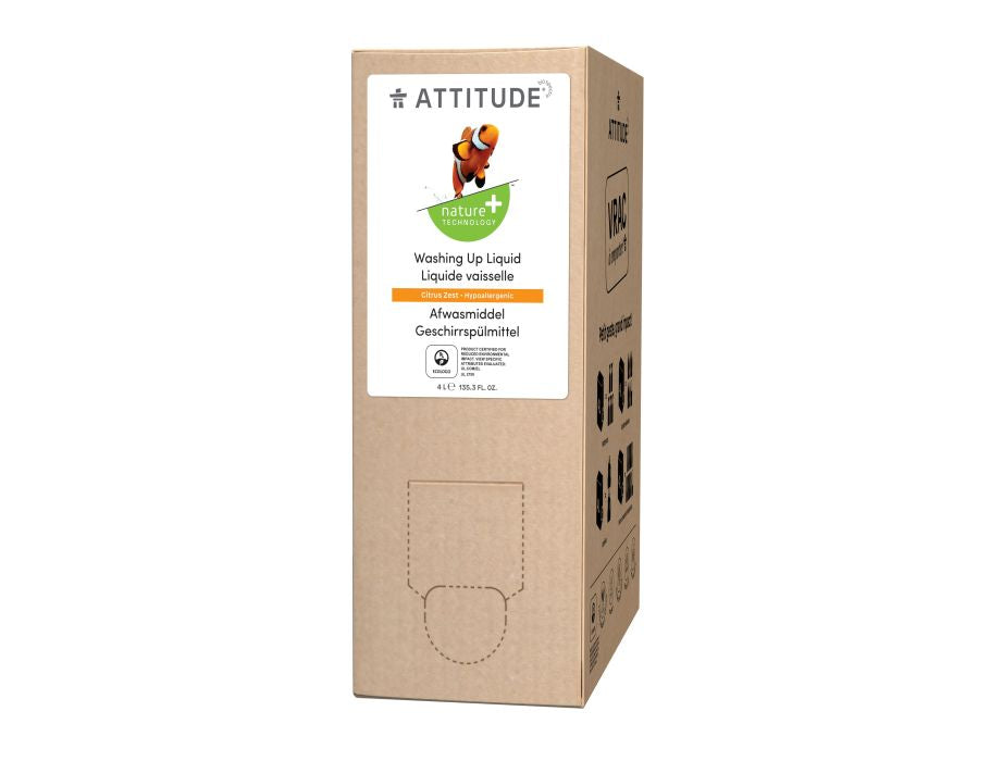 Attitude liquide vaisselle nature+ - bavoir zeste de citron - 4l
