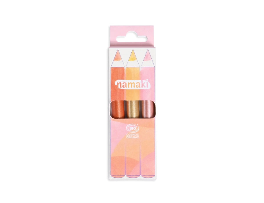 Crayons de maquillage à paillettes Namaki - soleil - 3 pcs.