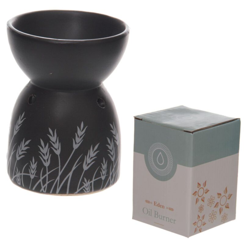 Brûle-parfum à huile et cire en céramique design herbe noire
