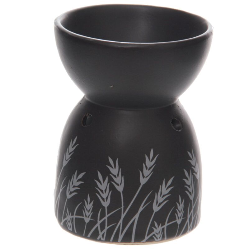 Brûle-parfum à huile et cire en céramique design herbe noire