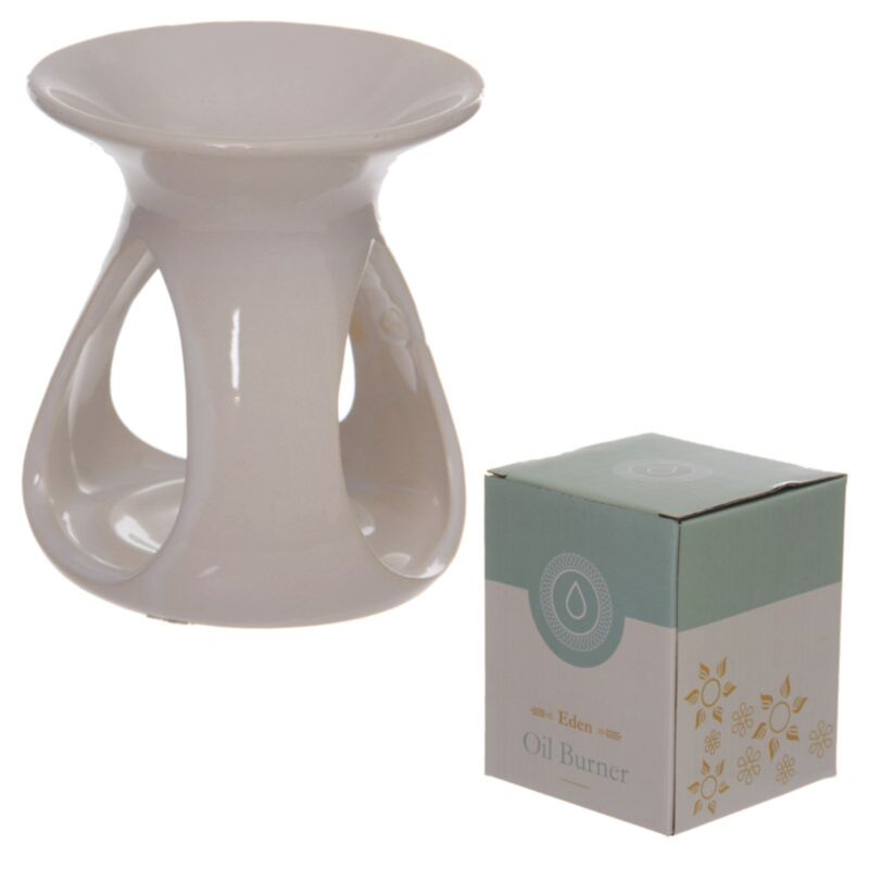 Brûle-parfum huile et cire en céramique en forme de goutte blanc