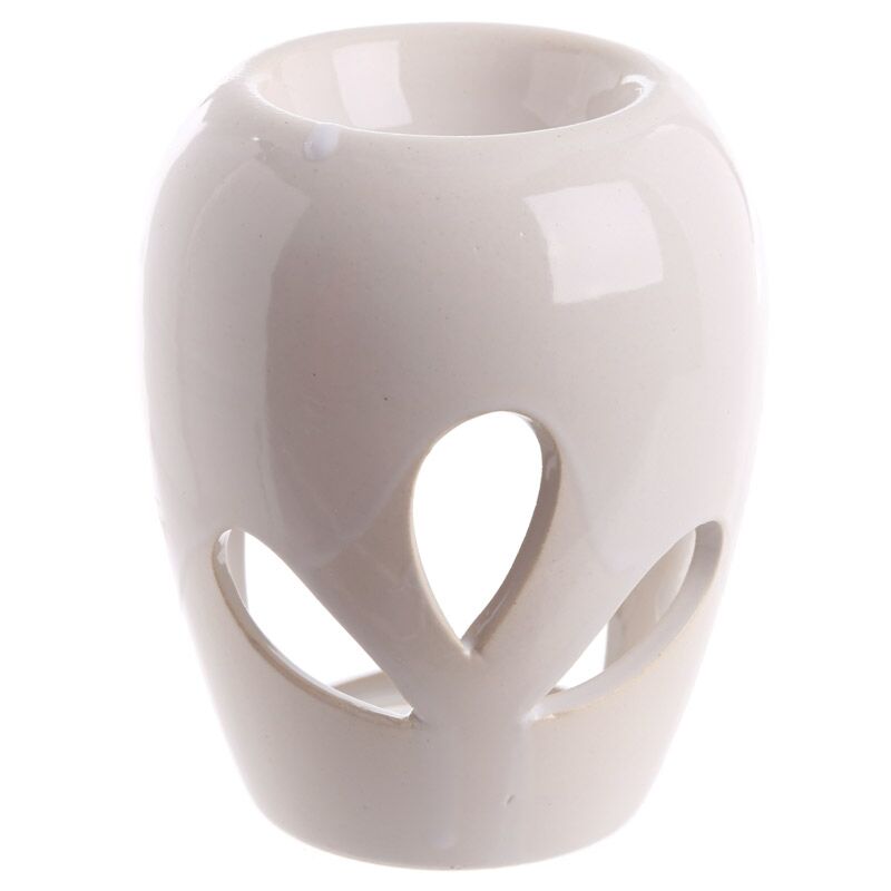 Ceramic scent burner with cut out petal, 10.5cm