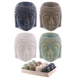 Brûle-parfum tête de Bouddha en céramique émaillée Crackelee - petit