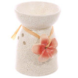 Brûle-parfum huile et cire en céramique fleur crème chinée