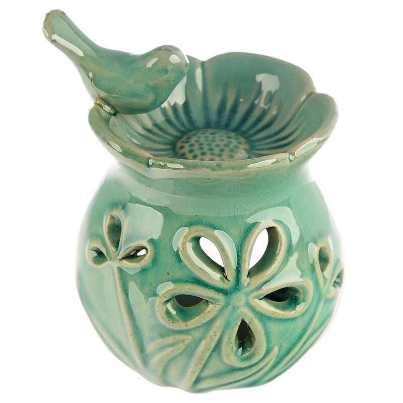 Brûleur parfumé en céramique pour bain d'oiseaux floral Eden