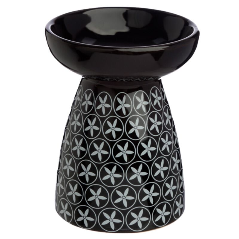 Brûle-parfum à huile et cire en céramique à motif floral