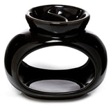 Brûleur de parfum à huile et cire en céramique ovale noir à double bol