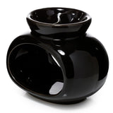 Brûleur de parfum à huile et cire en céramique ovale noir à double bol