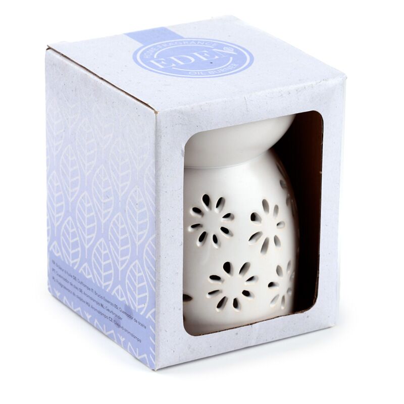Brûleur de parfum à l'huile et à la cire en céramique sculptée en marguerite