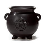 Brûleur de parfum en céramique noire pentagramme du chaudron des sorcières