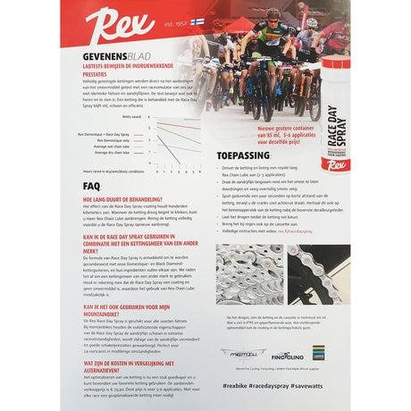 Rex race day spray revêtement de chaîne hydrophobe 40ml