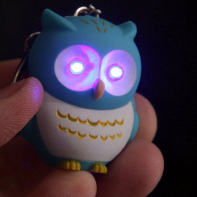 Porte-clés hibou appelant rose bleu brillant