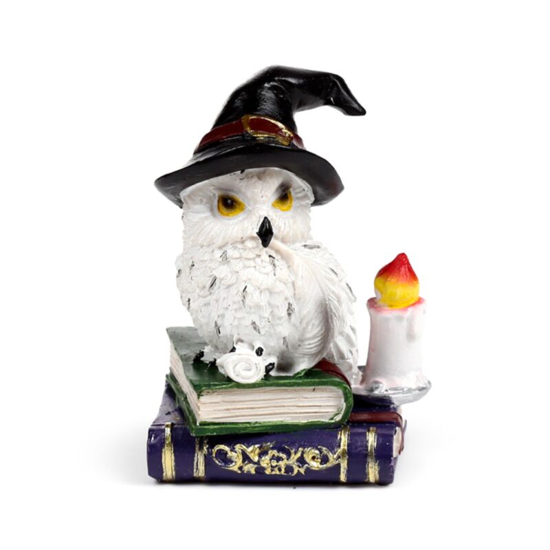 Sage vieux hibou magique sur le livre de sorts