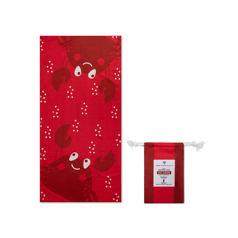 Crabe | serviette microfibre rouge 135 x 65 cm