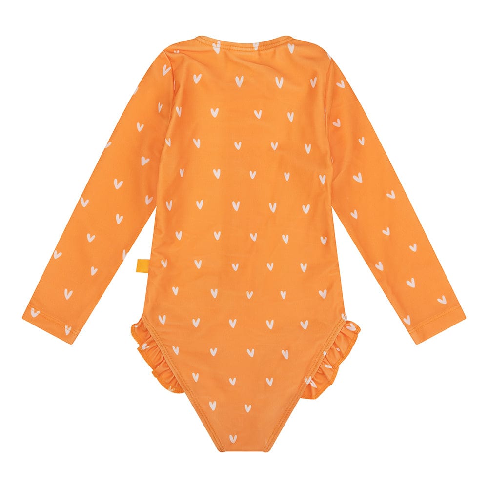 Baiser orange | maillot de bain anti-UV fille orange à manches longues