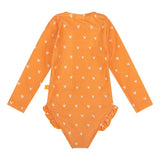 Baiser orange | maillot de bain anti-UV fille orange à manches longues