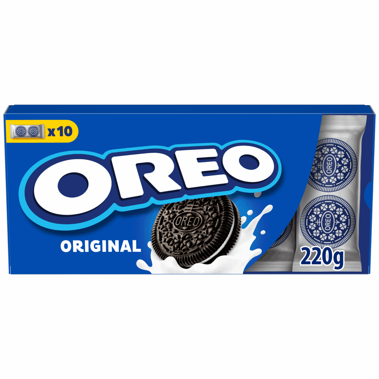 Biscuits originaux Oreo chocolat cacao fourré à la crème vanille - boîte 8 x 220g (10 x 22g) - biscuits au chocolat - biscuit à emporter - emballage familial - grand emballage