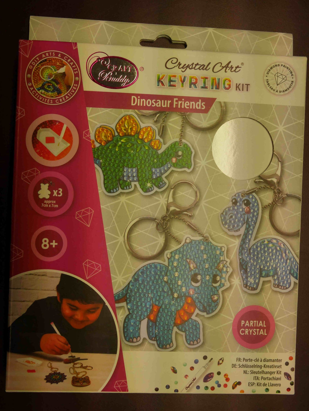 Peinture diamant Brandunit - 3 porte-clés dinosaures