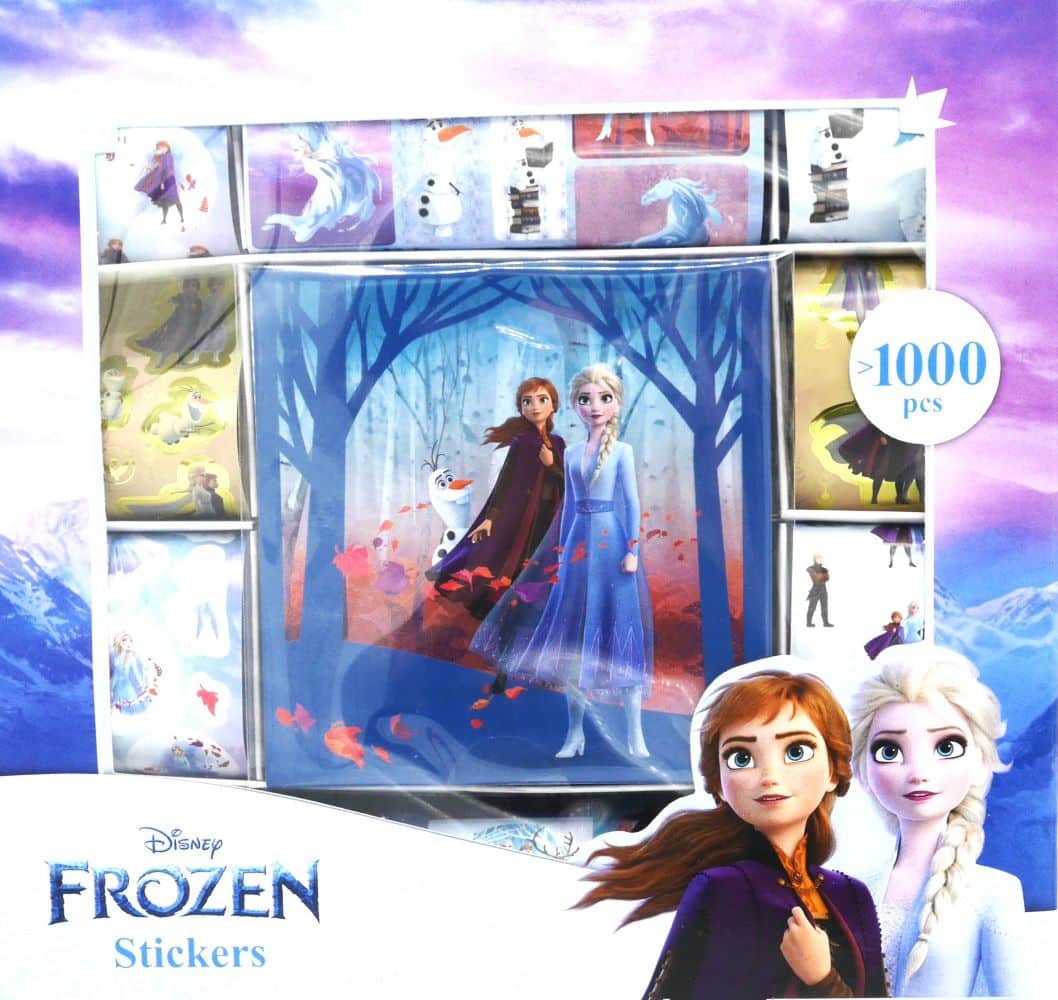 Boîte d'autocollants La Reine des Neiges avec plus de 1000 autocollants et un livret d'autocollants