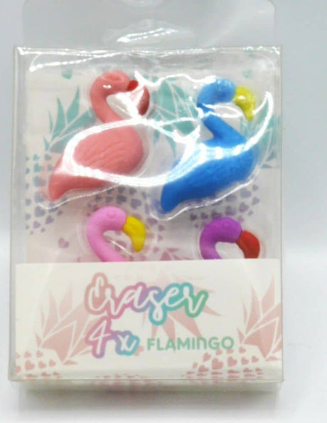 4 gommes flamants roses de 3 cm