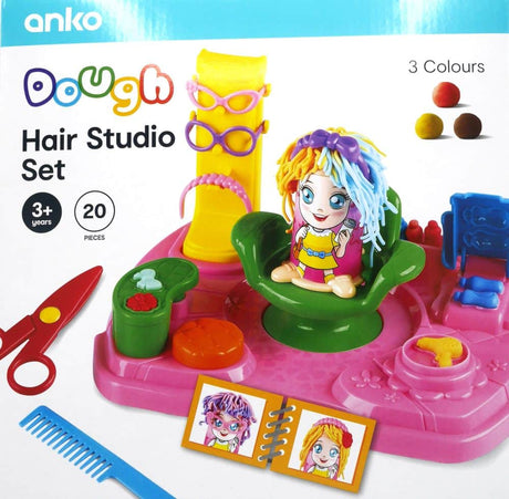 Studio de coiffure en pâte Playgo avec 3 pots d'argile.