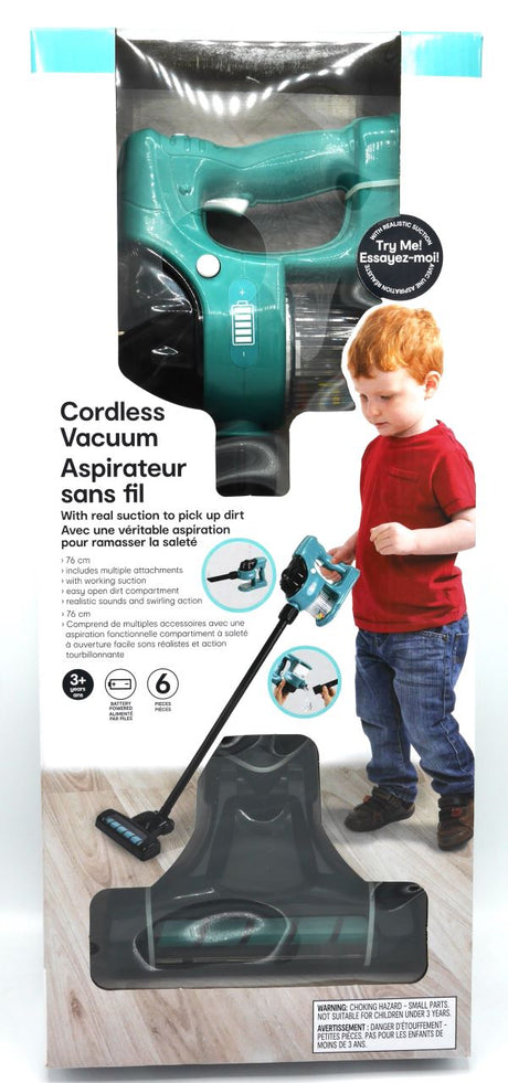 Aspirateur jouet Playgo avec sons d'aspiration et 2 accessoires.
