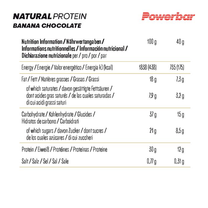Barre végétalienne aux protéines naturelles Powerbar, boîte de 18