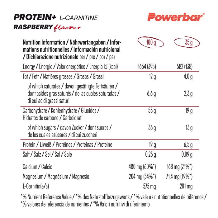 Powerbar barre protéineplus+l-carnitine yaourt framboise 35g