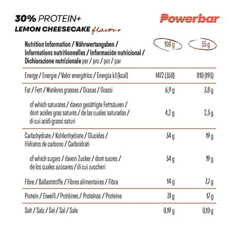 Powerbar 30% protéines+ (15 x 55gr) - cheesecake au citron