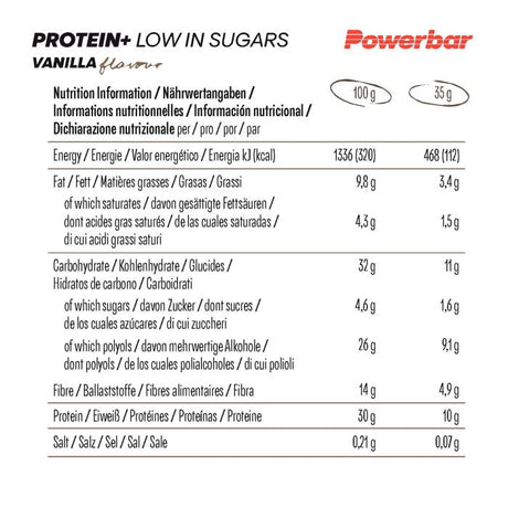 Powerbar protéine+ faible en sucre (30 x 35gr) - vanille