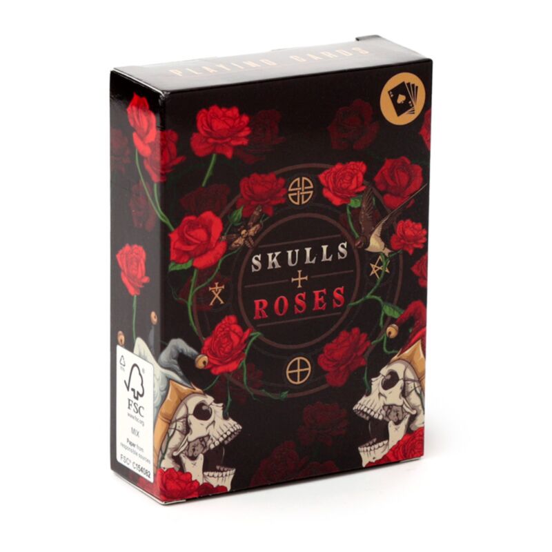 Jeu de cartes à jouer avec des roses et des crânes