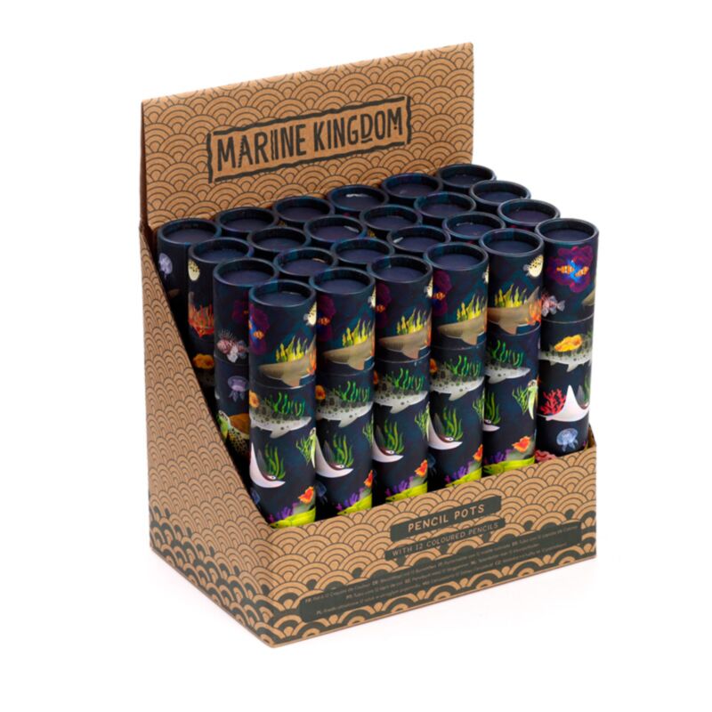 Royaume marin grand tube à dessin 12 crayons de couleur