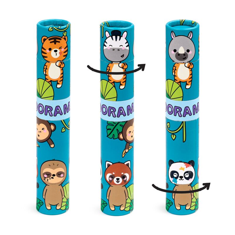 Adoramals animaux sauvages grand bouchon à vis étui à dessin 12 taille-crayons de couleur