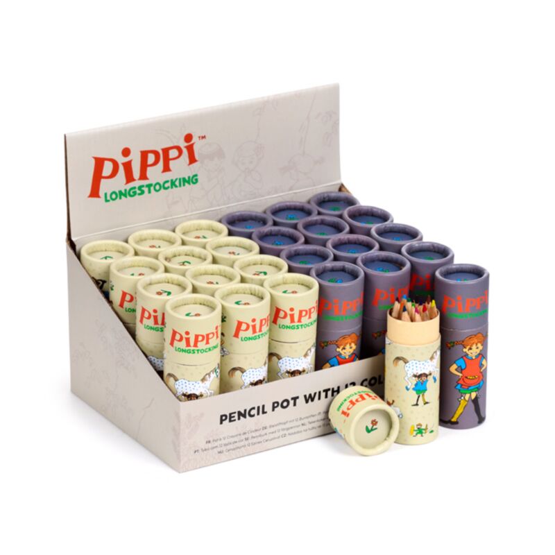 Pippi Brindacier étui à dessin 12 crayons de couleur