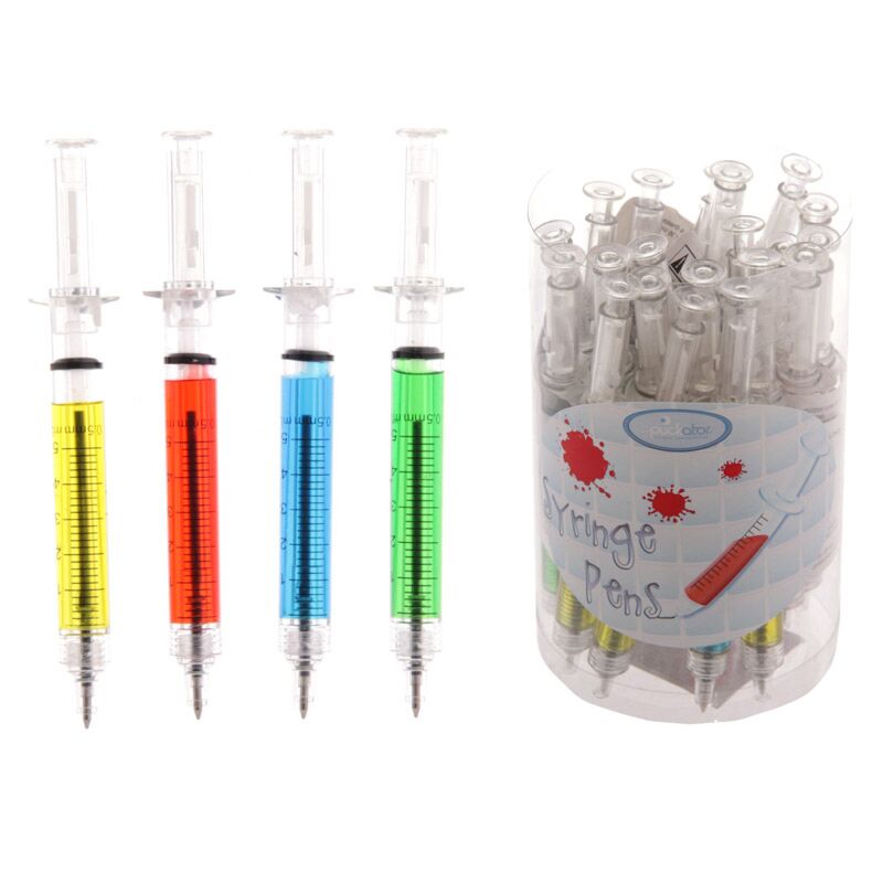 Stylo seringue en plastique - bleu
