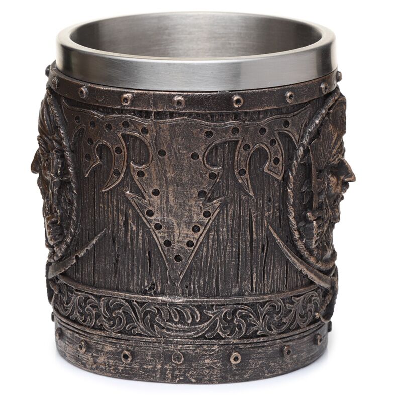 Chope à bière pirate décorative effet bois doré brossé