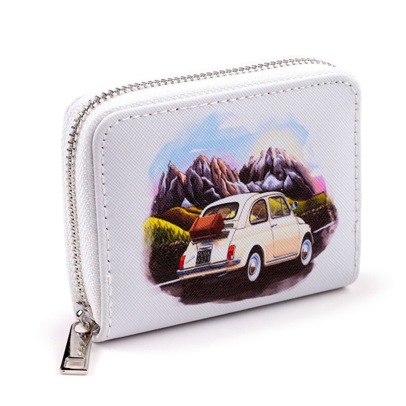 Portefeuille zippé paysage de montagne Fiat 500 - petit