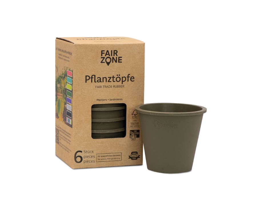 Pots de fleurs Fairzone - caoutchouc - olive - 6 pièces