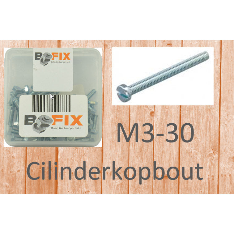 Bofix cilinderkopbout m3x30 verzinkt (50st)