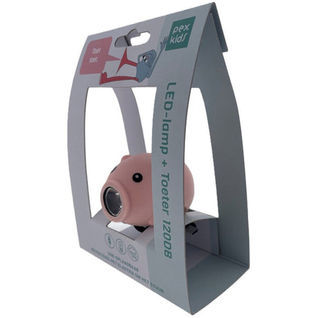 Pexkids klaxon de vélo cochon avec lampe LED USB rose
