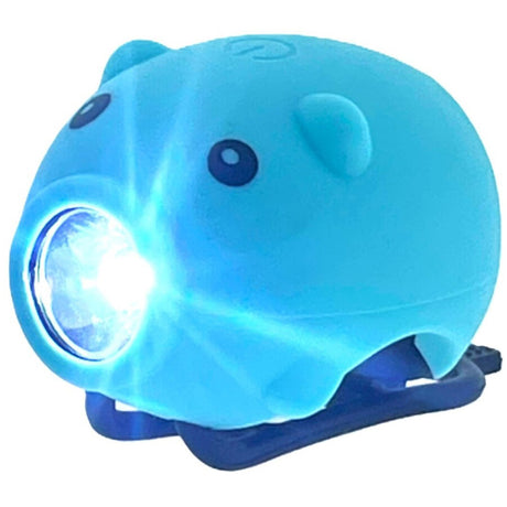Pexkids klaxon de vélo cochon avec lampe LED USB bleu