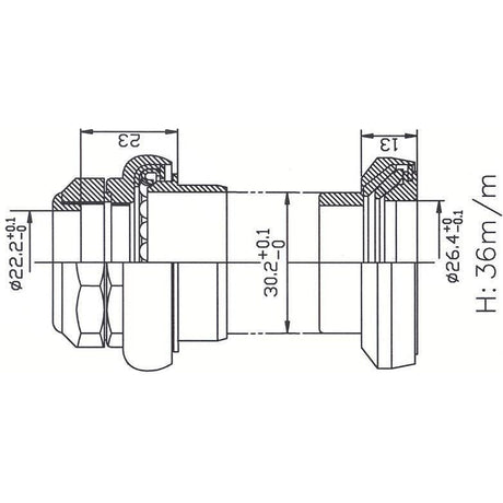 Tecora E balhoofdstel 1 inch draad cartr alu 26.4 conus zwart 220210